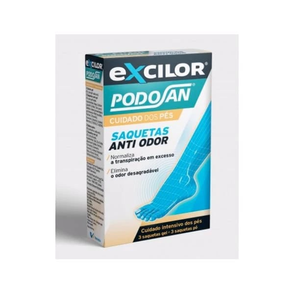 Excilor Podosan Pack Polvo Desodorante para Pies 3 Unidades + Gel de Baño para Pies 3 Unidades