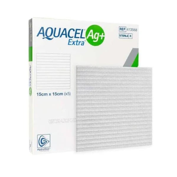 Aquacel Ag+ Extra Penso Esteril 15x15cm X5