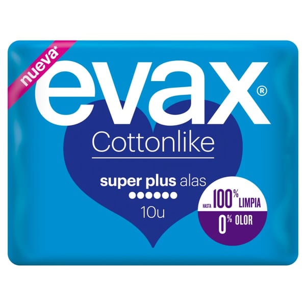 Evax Cottonlike Toalla Sanitaria Super Plus con Alas X10
