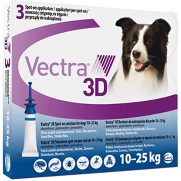 Vectra 3d Sol Cao 10-25kg 3,6ml X 3 sol unção punctif VET