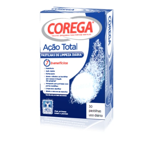 Corega Acao Total Pastilhas Limpeza Diaria X 30